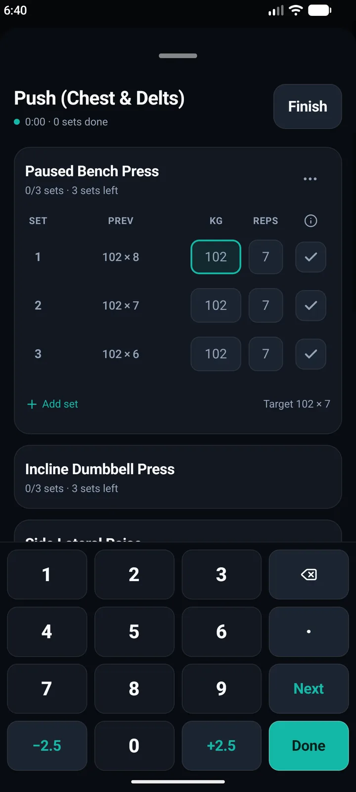 Log a set with one thumb